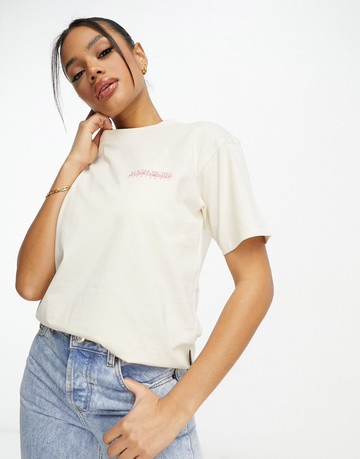 Napapijri Orellana back print t-shirt in off white