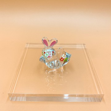 【招福干支】開運干支 生肖兔 緣起物 玻璃兔