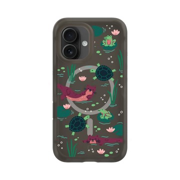 iPhone 16 AirX 本質黑 - RHINOSHIELD X Taipei Zoo - 臺灣水域插畫（水獺、龜、蛙）