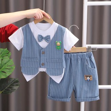 男童馬甲禮服套裝韓版3夏季4兒童小西裝5男孩短袖短褲兩件套1歲潮