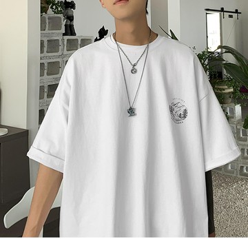 FINDSENSE X  男女短袖 t恤寬鬆復古風百搭印花圓領上衣