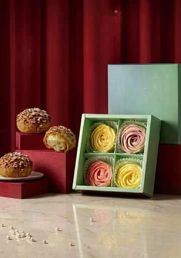 買一送一 [3日內出貨]【瀾島de GRATO】經典四入玫瑰塔  送 三入香草泡芙 （可加價升級綜合泡芙）