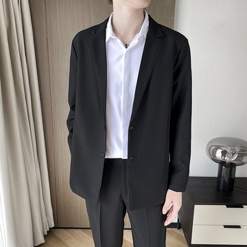 【熱賣】西裝外套男 大尺碼 黑色 休閒 夏天衣服 男生外套 韓版潮流 痞帥男士 西服 修身上衣 單件 雙扣 男生衣著