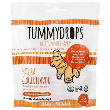 Tummydrops, 有機天然薑片，33 片錠劑