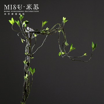 家居飾品仿真枯藤蔓小葉藤條可彎曲造型綠植樹枝裝飾花卉發泡干支
