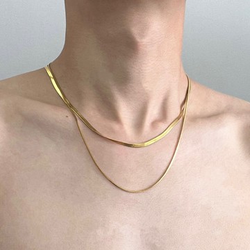 雙層鈦鋼男女項鍊時尚個性新潮氣質鏈