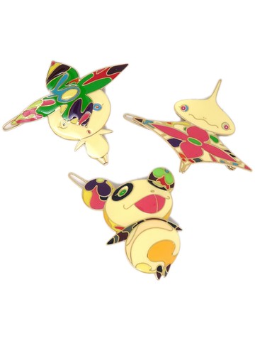Louis Vuitton - x Takashi Murakami 2000s pre-owned Panda hair clips (set of three) - women - Gold Plated - One Size
