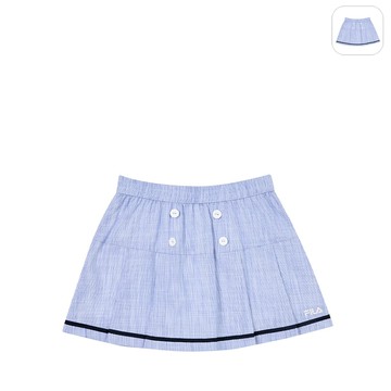 【FILA】KIDS 女童款 平織短裙(有安全褲)-藍色 5SKZ-4428-BU