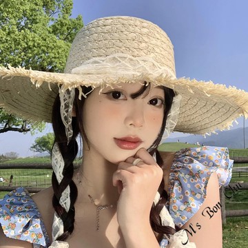 毛邊大帽簷編織草帽【0523】春夏新款韓系INS休閒百搭氣質純欲甜美時尚網紅仙女海邊度假遮陽帽 盆帽 BonChu