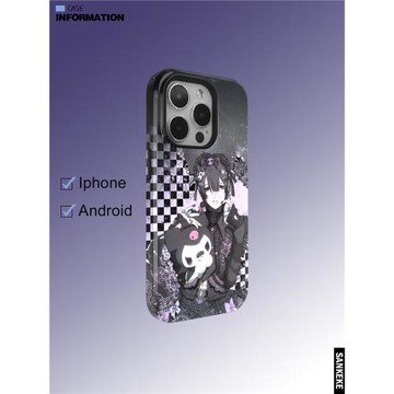 三殼殼原創酷洛米少女韓國涂層菲林二合一手機保護殼適用于蘋果16promax/plus/15/14/13/12/11/IMD全包手機殼