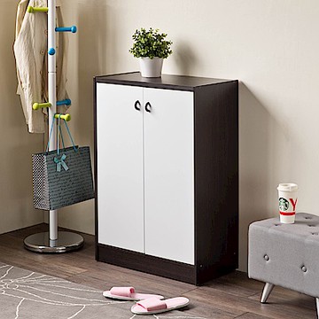 TZUMii雙色雙門鞋櫃-胡桃木配白