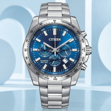 CITIZEN星辰 Chronograph系列 經典三眼 計時腕錶 44mm / AN8230-59M