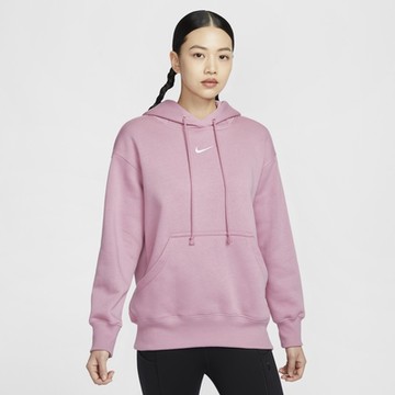 NIKE 耐吉 寬版 加絨 帽T 女連帽上衣-粉色 AS W NSW PHNX FLC OS PO HOODIE-DQ5861699