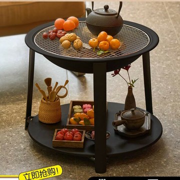烤火爐火盆燒烤架桌戶外取暖碳爐燒烤炭爐圍爐煮茶家用室內一全套 雙11全館免運