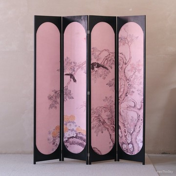 ✅客製 開立髮票 法式中古花鳥屏風隔斷客廳現代簡約可移動辦公室玄關臥室遮擋家用 屏風隔斷墻 拍攝背景闆 XIRZ