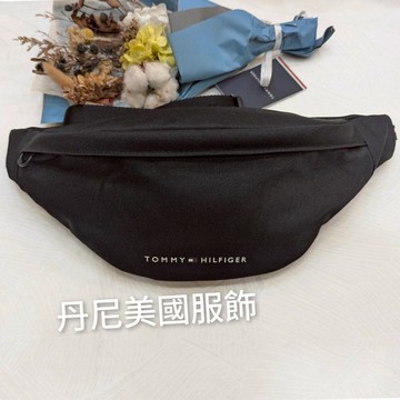 Tommy Hilfiger 經典文字 膠印Logo 黑色 腰包 胸包 全新美國正品 現貨秒發
