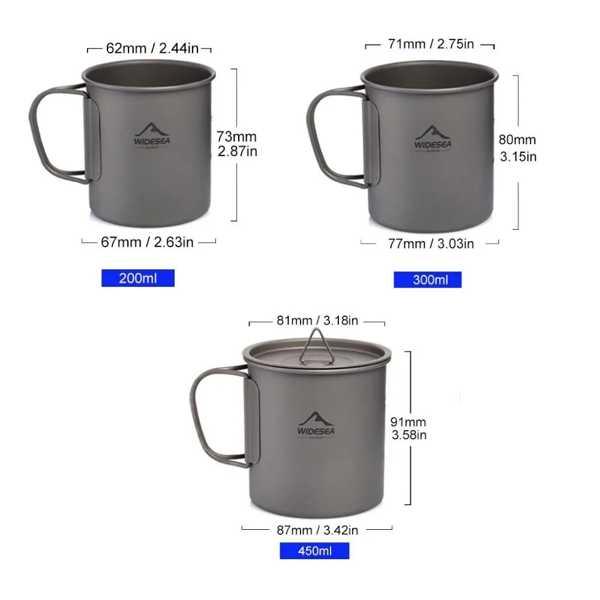 Widesea Camping Mug Titanium Cup Tourist Tableware Picnic Utensils Outdoor Kitchen Equipment Travel Cooking Set Cookware Hiking