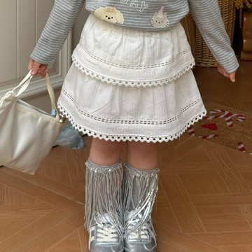 90-130 多層次鏤空蕾絲公主短裙