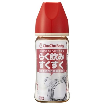 ChuChu 經典寬口徑PPSU奶瓶 0歲以上 紅色 240ml  1入