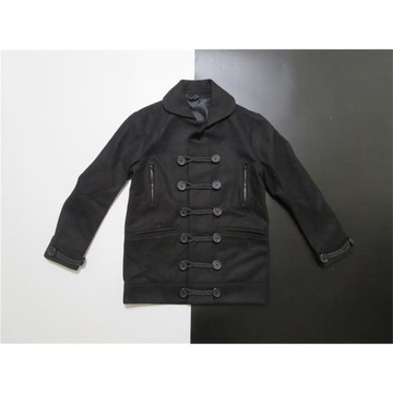 美式街頭潮牌復古女款中性風雙排扣翻領修身薄款外套毛呢大衣coat