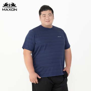 【MAXON大尺碼】台灣製輕薄藍黑麻花排汗乾爽短圓領T恤2L~7L 81902-56，81903-56，81904-56