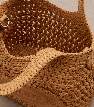 Tod's Logo leather-trimmed raffia tote bag