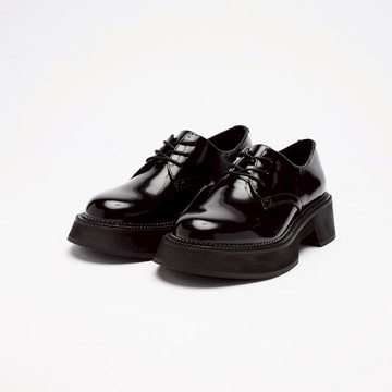 VATIC POLISHED DERBY SHOES BLACK 45mm增高厚底皮鞋 40