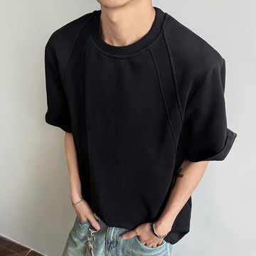 太空棉！厚磅280克！解構拼接短袖T恤 / 男女適穿 / 3色 / M-3XL【QTJBYW117】