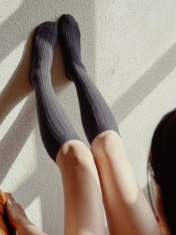 Organic Cotton Knee Socks [Charcoal]