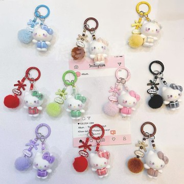 kitty吊飾🎀 復古格紋KITTY可愛卡通甜美書包少女包包掛件飾品閨蜜配飾禮物 包包吊飾 可愛吊飾