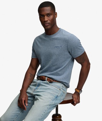 Superdry Men's Essential Company Logo Embroidered T-shirt Blue Size: L