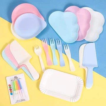 🐕‍🦺隔日到貨🐈‍⬛ 寵物生日蛋糕配件 寵物慶生 蛋糕盤 蛋糕插 塑膠盤 塑膠叉 蛋糕配件組 一次性蛋糕盤 食品及蛋糕盤