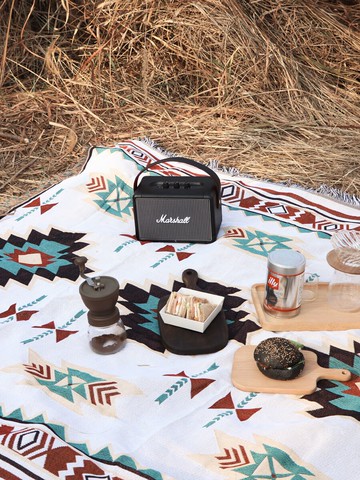 Fantasy Garden夢花園復古野餐墊美式露營純棉休閑毛巾毯帳篷蓋毯