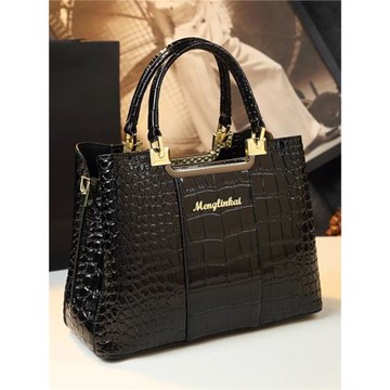 潮真皮媽媽包2025新款時尚鱷魚紋大氣中年女士包包輕奢品牌手提包