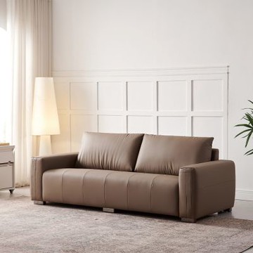 MUNA家居  538型雅格咖啡色三人皮沙發   215X90X82cm