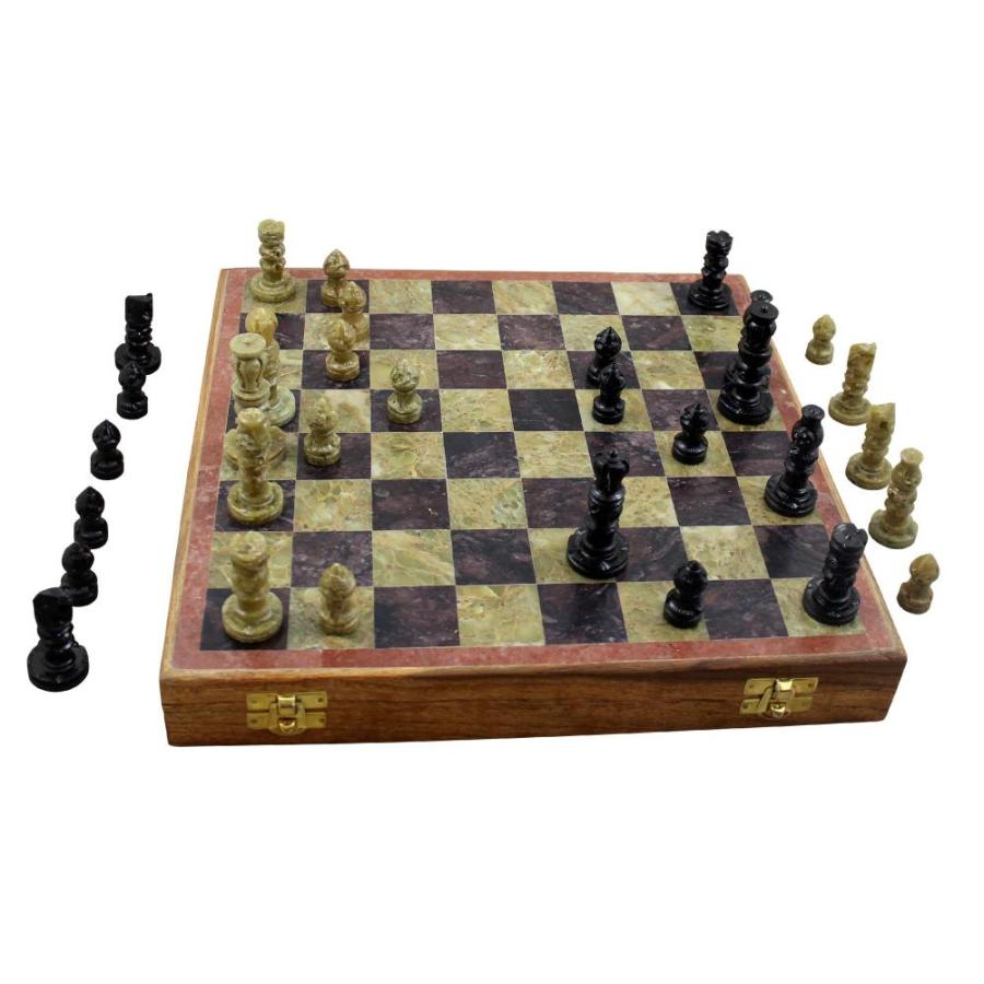 Marble Stone Art Unique India Chess Pieces and Board Set X Inches