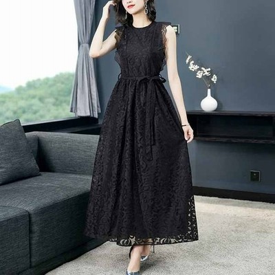 レディース 総レース ロング丈 ノースリーブ フレアワンピース Aライン レトロ 白ワンピ ドレス クラシカル エレガント 上品 きれいめ お出かけ 通販 Lineポイント最大get Lineショッピング