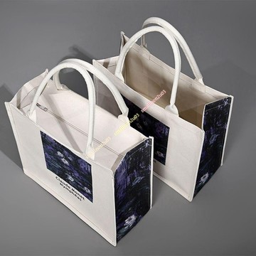 麻布手提袋 麻布袋 商場同款禮品手提袋 亞麻棉麻手提袋 藝文diy 亞麻黃麻袋 拉鍊帆布包飯盒外出 大容量手拎環保便當袋