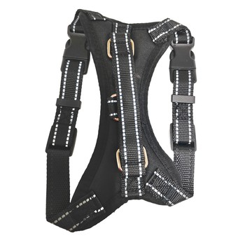 馬鞍式狗狗胸背帶 Set 2個 防爆衝抓帶 反光滾邊 透氣布料  酷黑  XS  1組