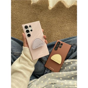 奶芙香芋美拉德適用于三星S24Ultra磨砂菲林硬殼S23+小眾S21Ultra半包s25+手機殼S22/s23情侶款簡約ins保護套
