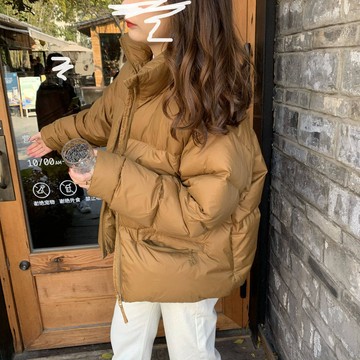 冬天外套 保暖外套 加絨外套 麵包外套 外套2025清倉短款黑色羽絨服女冬季新款小個子麪包服輕薄款卡其外套10/22