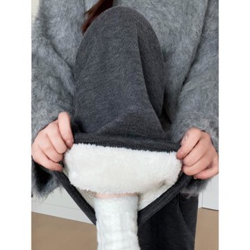 羊羔絨糯米闊腿褲女秋冬季2026新款加絨保暖顯瘦垂感加厚休閑褲子