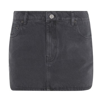 Rotate - Dark Grey Cotton Denim Skirt