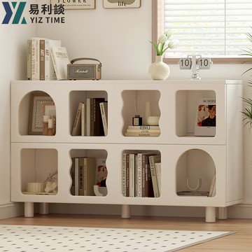 【YIZ TIME 易利談】書櫃置物架客廳矮櫃家用儲物組合收納櫃書房奶油風帶腿格子櫃書架