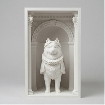 薩摩耶犬 3D 列印書檔 白色 PLA 書架裝飾