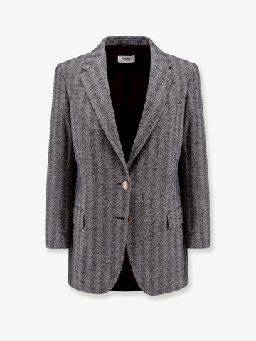 Cotton and virgin wool blazer with herringbone motif - SAULINA - gender_Woman