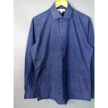 外單男士秋季翻領大碼純棉商務休閑襯衫襯衣紳士格子圖案長袖上衣