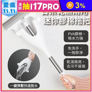 日系乾濕兩用迷你膠棉拖把