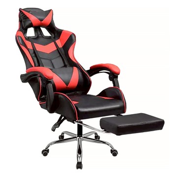 極速電競皮椅 升級擱腳抬  17kg  黑紅