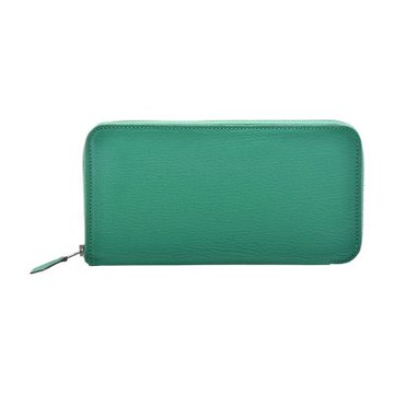 HERMES 經典Azap 系列山羊皮拉鍊長夾(綠色)